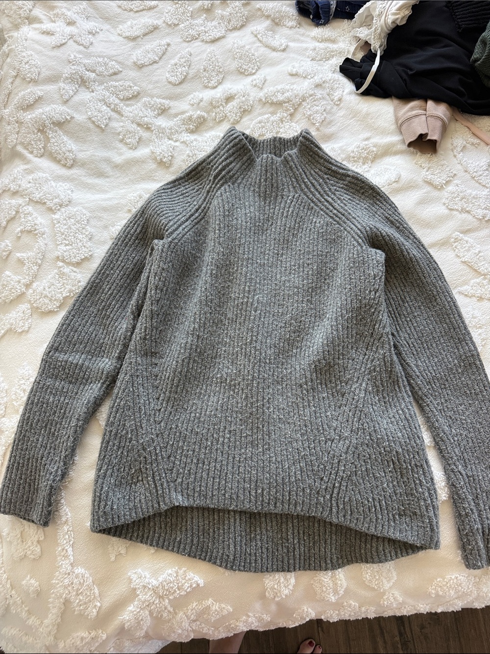 Madewell Oversized Grey Ribbed Mockneck Sweater